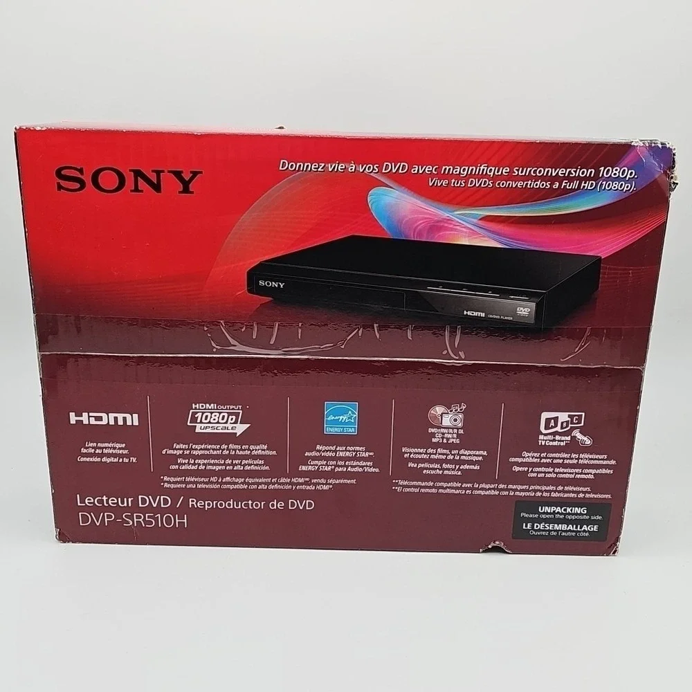 Sony DVP-SR510H Upscaling DVD/CD-R/RW/MP3/JPEG HDMI 1080p with Remote BNIB NIB